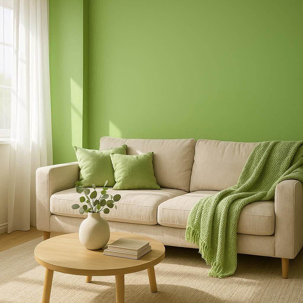 kolor pistacjowy z czym łączyć - pistacjowe wnętrze