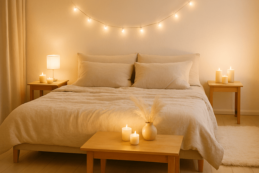 Przytulna sypialnia w stylu hygge