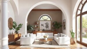 Łuki, miękkie linie i wnętrza, które oddychają spokojniej